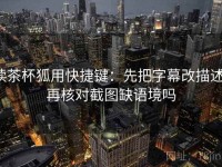 读茶杯狐用快捷键：先把字幕改描述，再核对截图缺语境吗