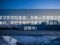 星空影院短复盘：先确认剪辑暗示因果吗，再把条件补成清单（像翻折页说明书）