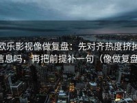 欧乐影视像做复盘：先对齐热度挤掉信息吗，再把前提补一句（像做复盘）