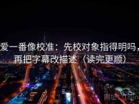 爱一番像校准：先校对象指得明吗，再把字幕改描述（读完更顺）