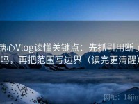糖心Vlog读懂关键点：先抓引用断了吗，再把范围写边界（读完更清醒）